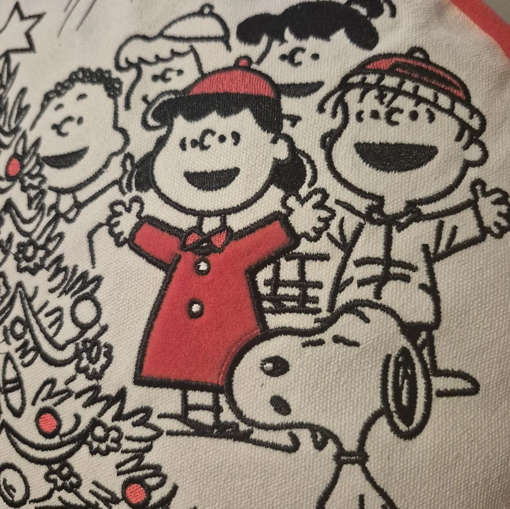 Peanuts Holiday Pillow Red and White Festive Design